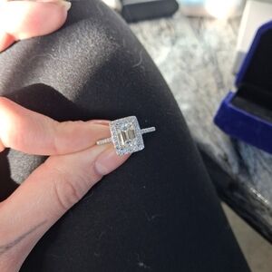 Emerald Cut Halo Ring